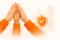 Hands together with a verified shield — KindGo community
